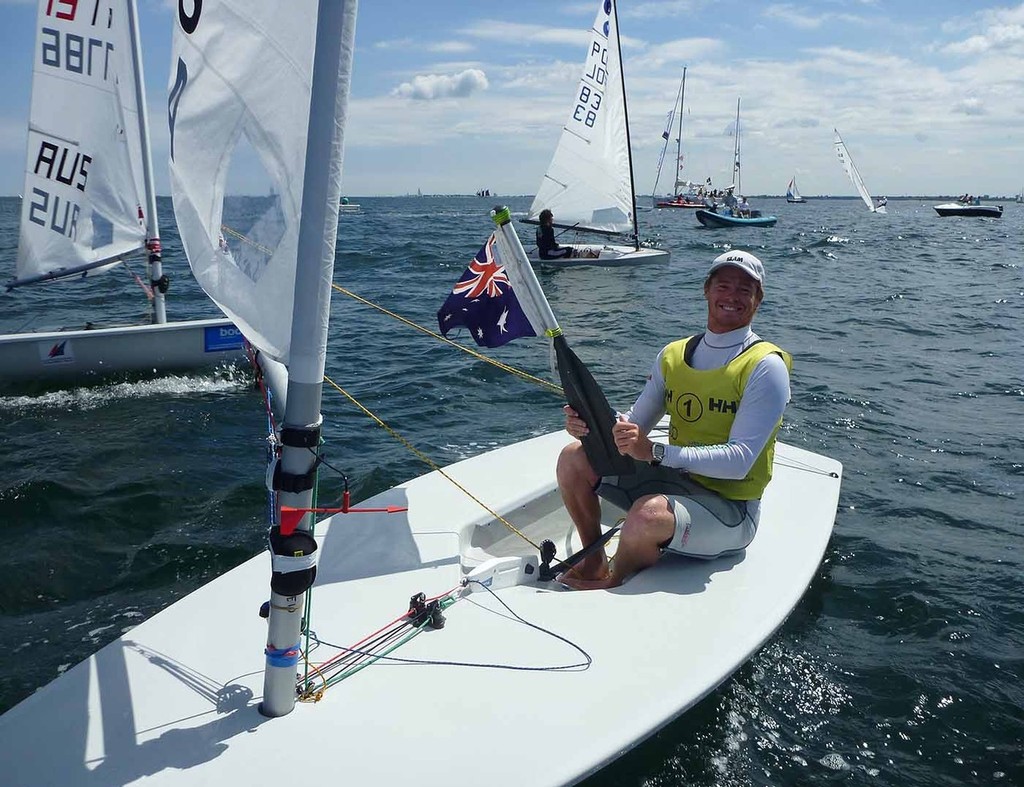 Tom Slingsby after winning the Laser class in Kiel © Australian Sailing Team http://www.australiansailingteam.com.au